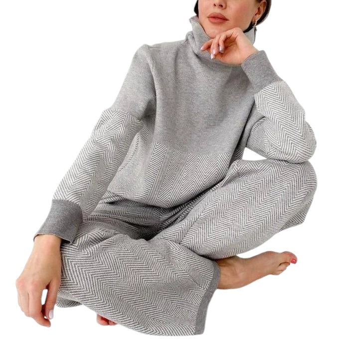 Sildebensfarvet rullekravesæt til loungewear