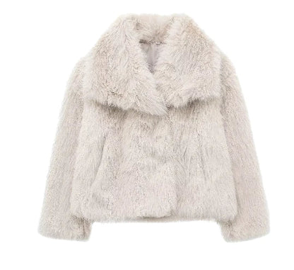 Fashion Faux Fur Turn Down Frakke