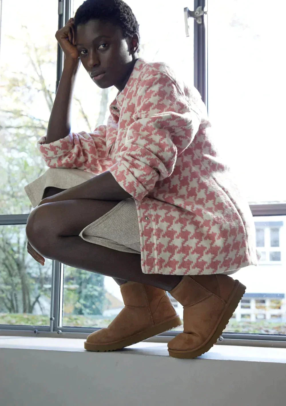 Polstrede ankelstøvler i ruskind, vintersko til damer