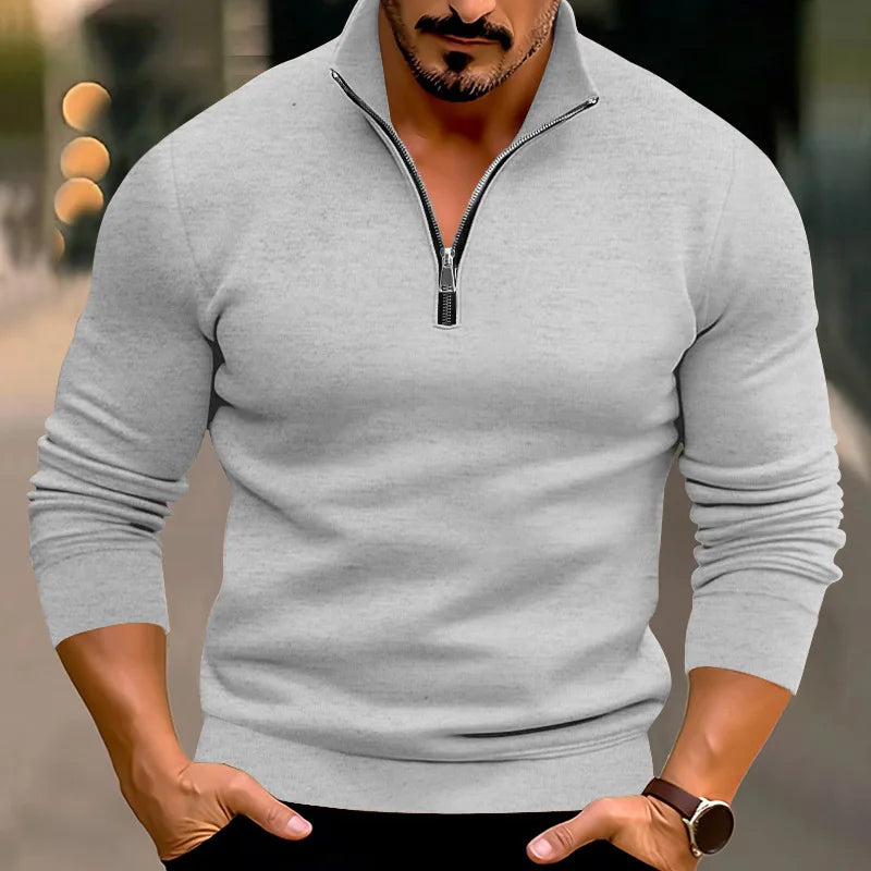 Afslappet sweater med lynlås til mænd