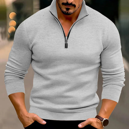 Afslappet sweater med lynlås til mænd