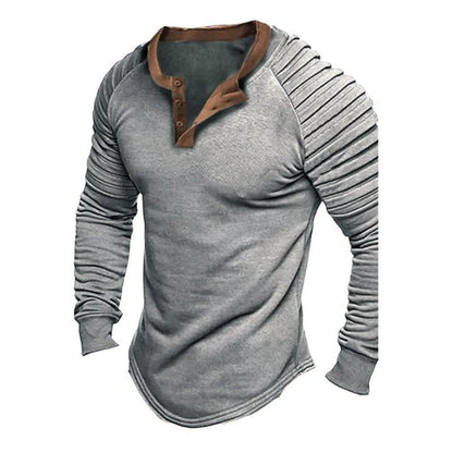 Trendy langærmet henley-skjorte til mænd