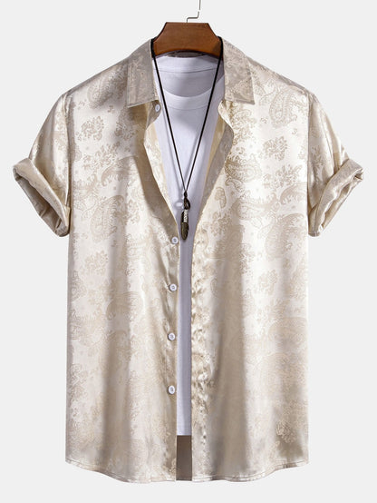 Satinskjorte med paisley-print til mænd