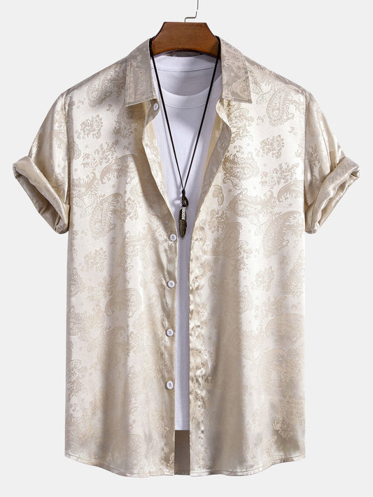 Satinskjorte med paisley-print til mænd