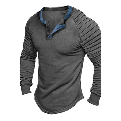 Trendy langærmet henley-skjorte til mænd