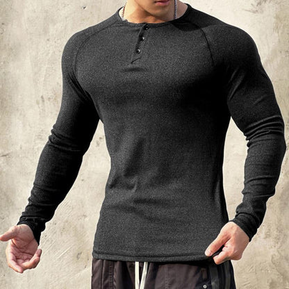 Langærmet, elastisk slim-fit T-shirt til mænd