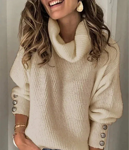 Varm rullekravesweater til kvinder