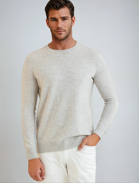 Lysegrå signatur-sweater i kashmir