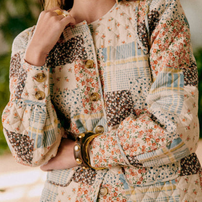 Vintage-inspireret blazer med patchwork