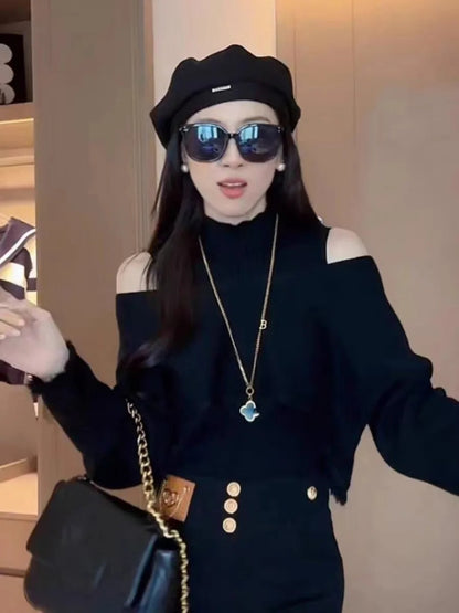 Cropped sweater med høj hals til kvinder