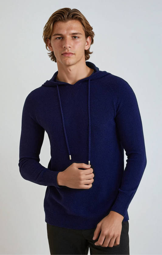 Essential Cashmere Marineblå hættetrøje