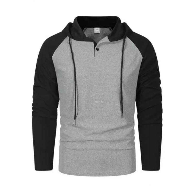 Afslappet langærmet T-shirt i vaffelstrik til mænd med hætte