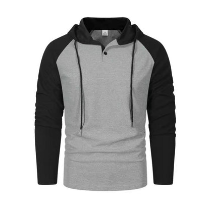 Afslappet langærmet T-shirt i vaffelstrik til mænd med hætte