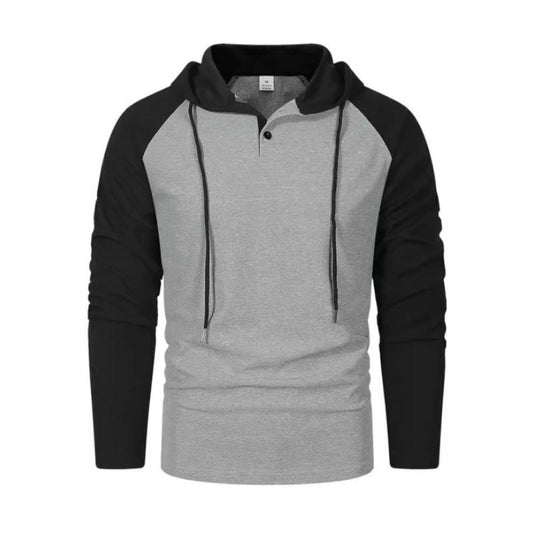 Afslappet langærmet T-shirt i vaffelstrik til mænd med hætte