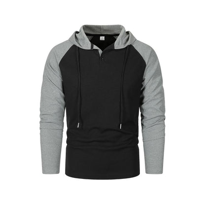 Afslappet langærmet T-shirt i vaffelstrik til mænd med hætte