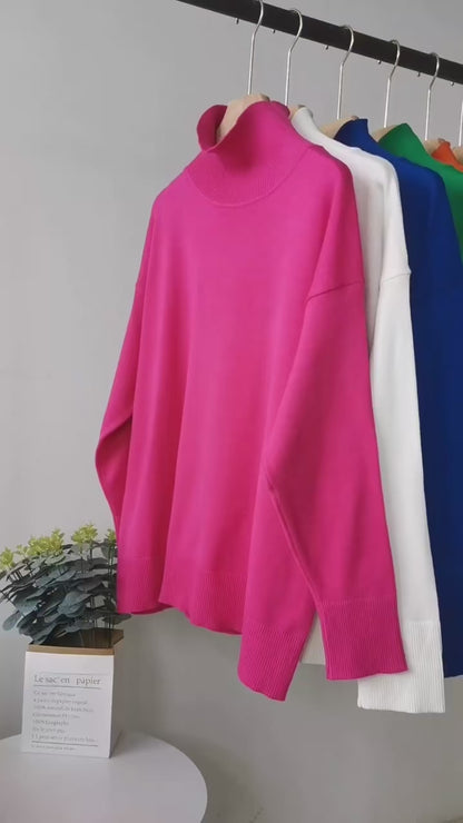 Strikket rullekravesweater til kvinder