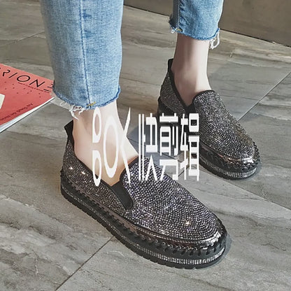 Flade glitter-sneakers til kvinder