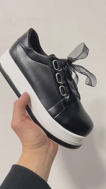 Metallic platform-sneakers til kvinder