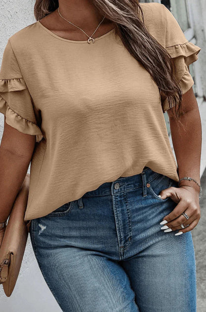 Kvinder Plus Size Top med flæsekant