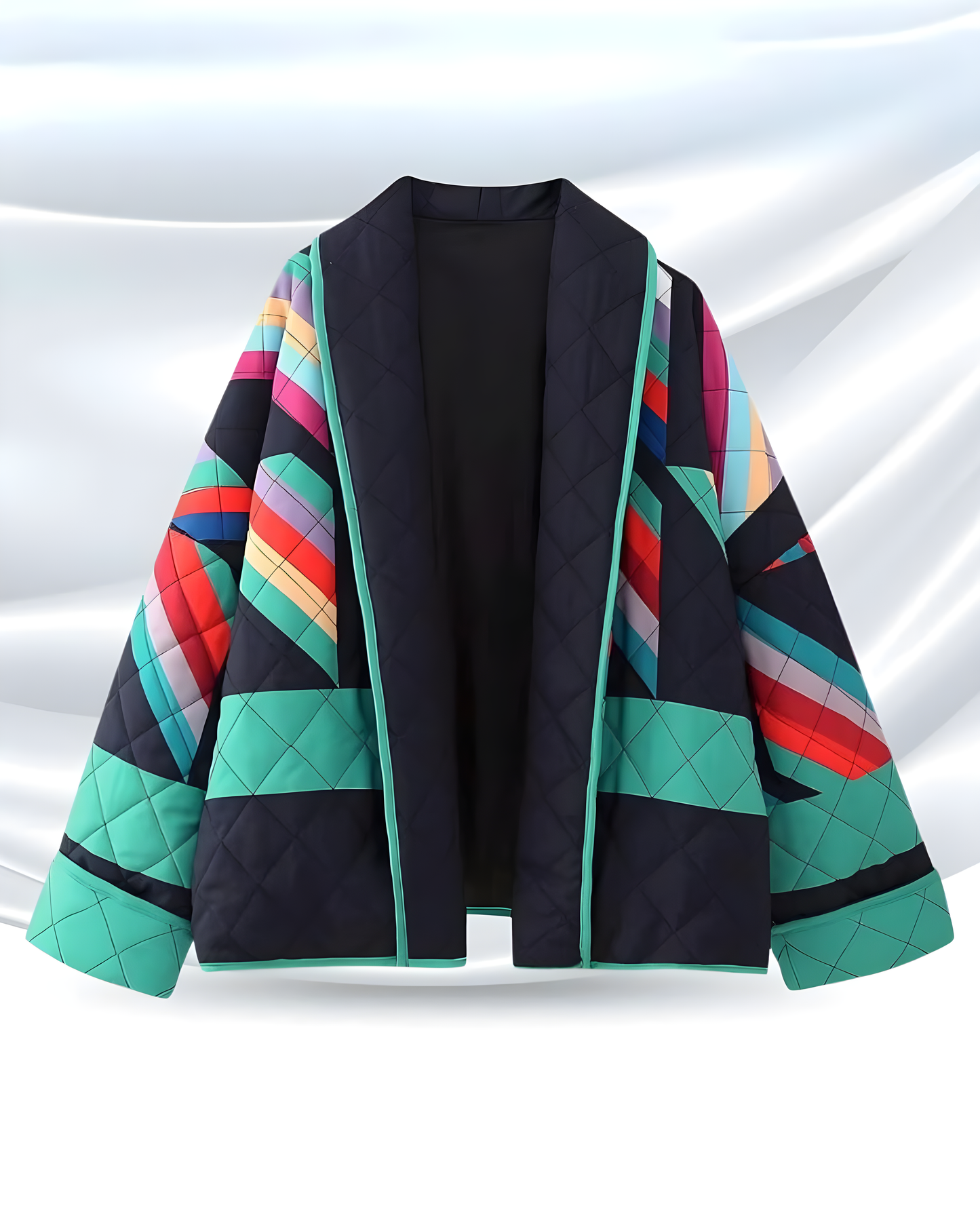 Oversized vintage damejakke | Retrojakke med farverigt mønster