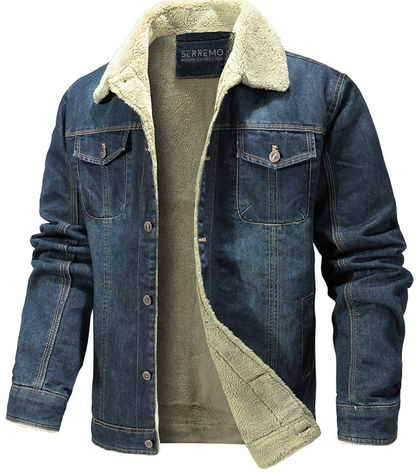 Fleece denimjakke til komfort og stil til mænd