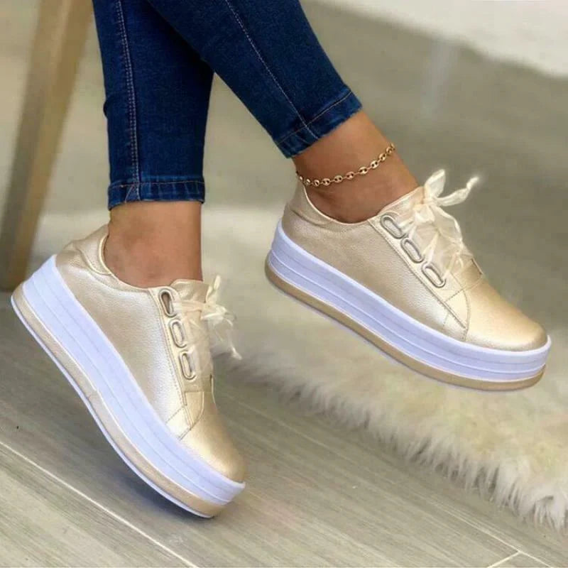 Metallic platform-sneakers til kvinder