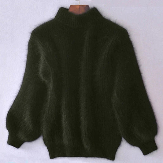 Fluffy strikket sweater til kvinder