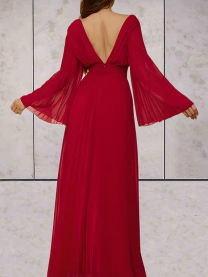 Elegant langærmet maxikjole