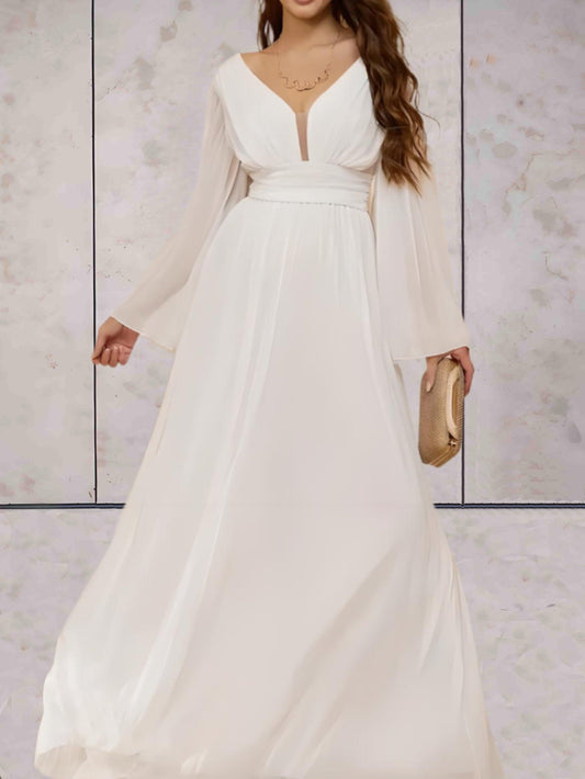 Elegant langærmet maxikjole
