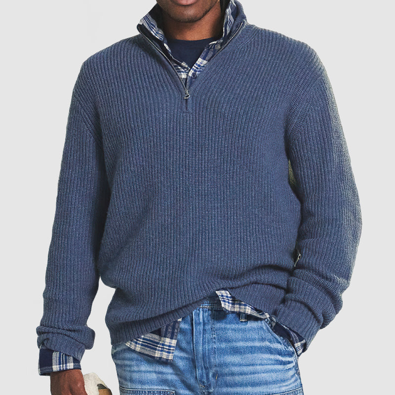 Sweater med halv lynlås til mænd