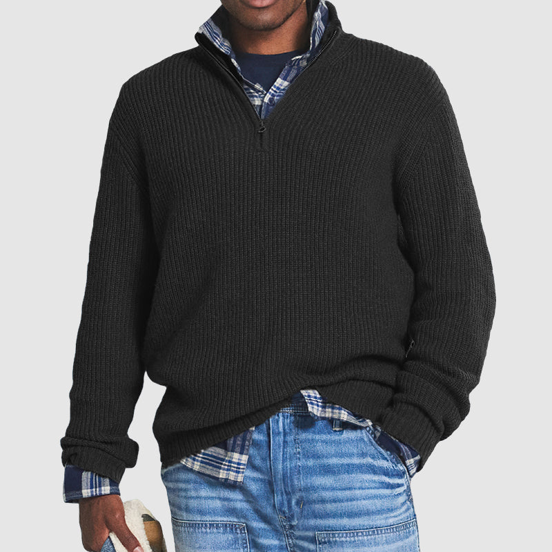 Sweater med halv lynlås til mænd