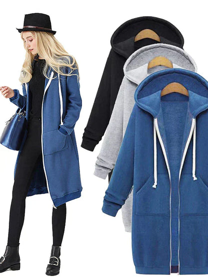 Lang cardigan med hætte til kvinder